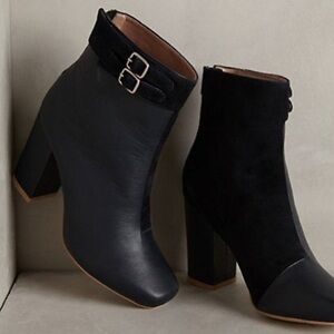 Miss Albright Navy Blue Ankle Booties with Chunky Heel